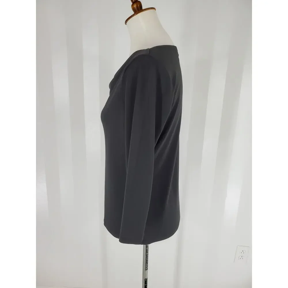 LIZ CLAIBORNE Women's Black Long Sleeve Blouse Sz L - Picture 3 of 10